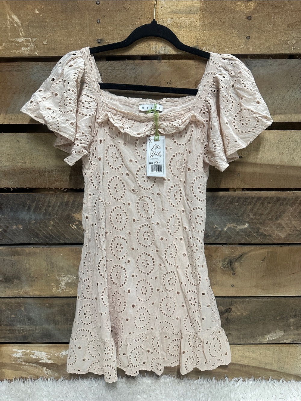 HYFVE Beige Eyelet Mini Dress